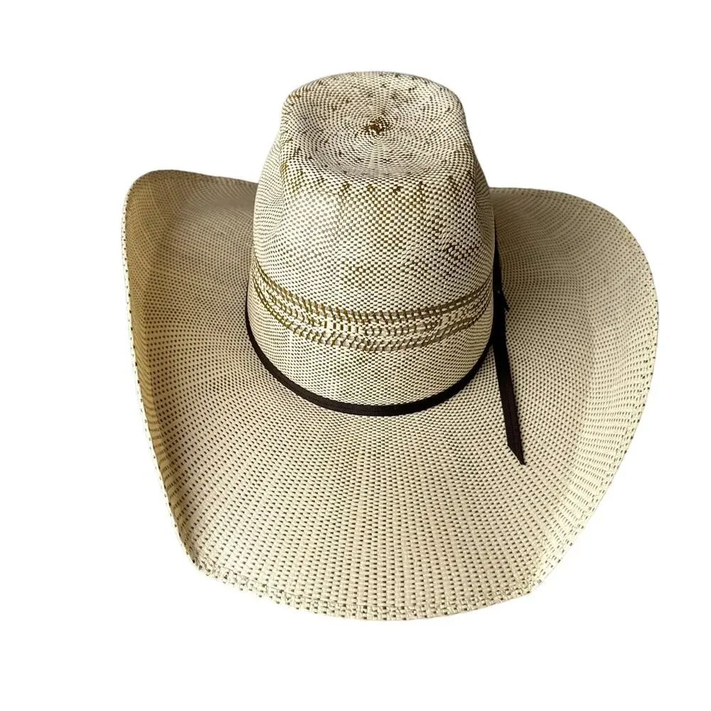 ARIAT Bangora Straw Cowboy Hat Men's Beige Western Ventilated Crown Rodeo 5430‎